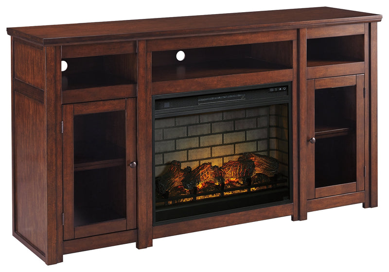 Harpan Reddish Brown 72" Tv Stand With Electric Fireplace