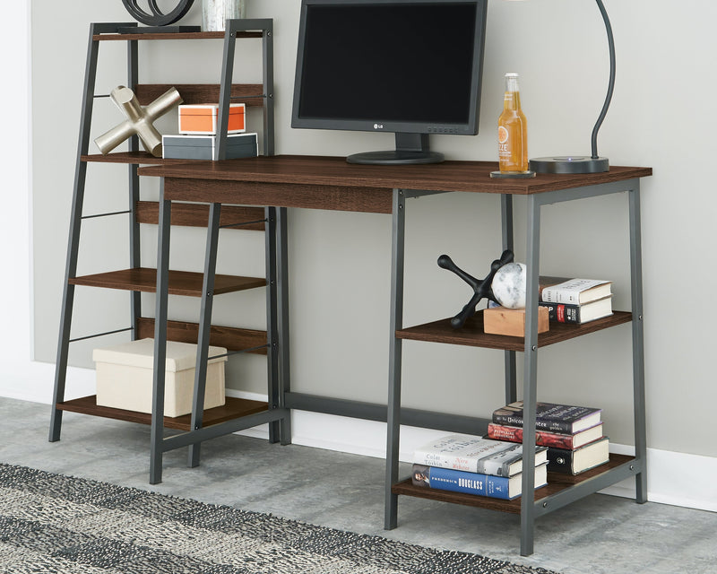Soho Warm Brown/gunmetal Home Office Desk With Shelf