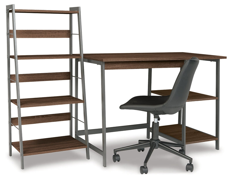 Soho Warm Brown/gunmetal Home Office Desk With Shelf