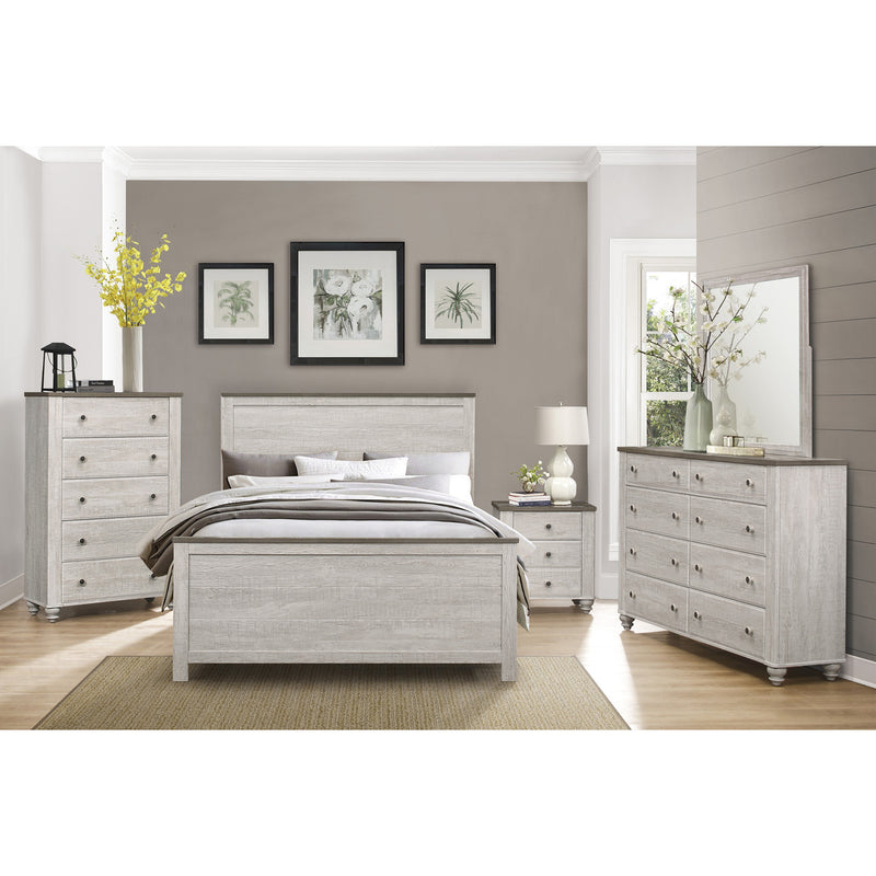 Nashville Antique White And Brown Transitional Wood And Engineered Wood Queen Panel Bed